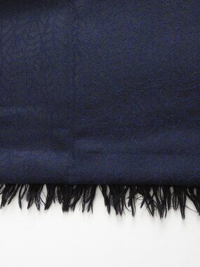 Vintage French 100% Pure New Woolmark Scarf Unisex NWOT Black Navy Blue Long